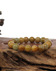 Baikalla Jewelry jade beads bracelet Genuine Jadeite Jade Yellow Round Beads Bracelet ( 9.5 mm )