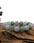 Baikalla Jewelry jade beads bracelet High end Genuine Jadeite Jade Round Multiple Colors Beads Bracelet (12 mm)