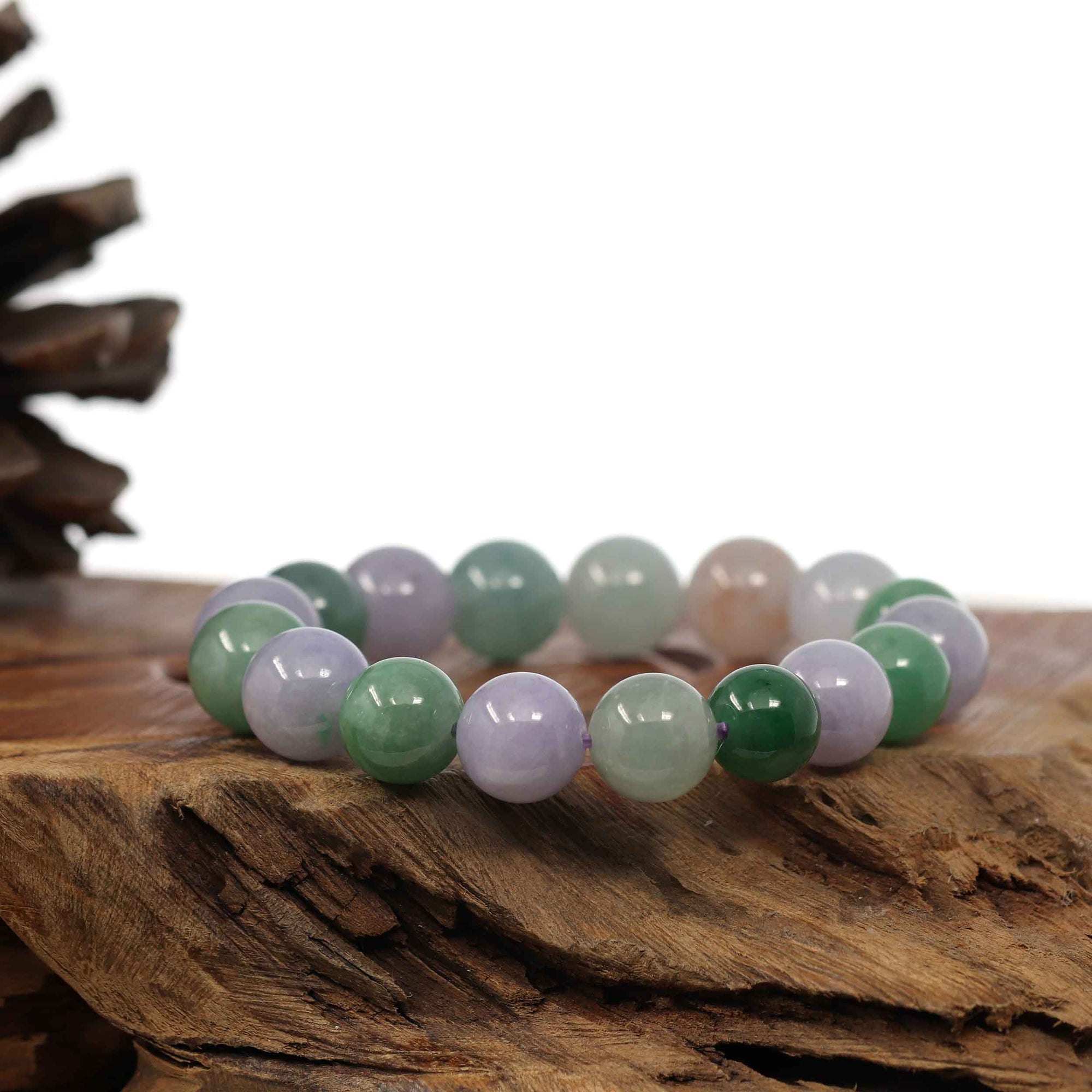 Baikalla Jewelry jade beads bracelet High end Genuine Jadeite Jade Round Multiple Colors Beads Bracelet (12 mm)