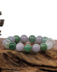 Baikalla Jewelry jade beads bracelet High end Genuine Jadeite Jade Round Multiple Colors Beads Bracelet (12 mm)