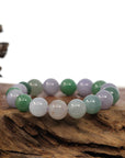 Baikalla Jewelry jade beads bracelet High end Genuine Jadeite Jade Round Multiple Colors Beads Bracelet (12 mm)