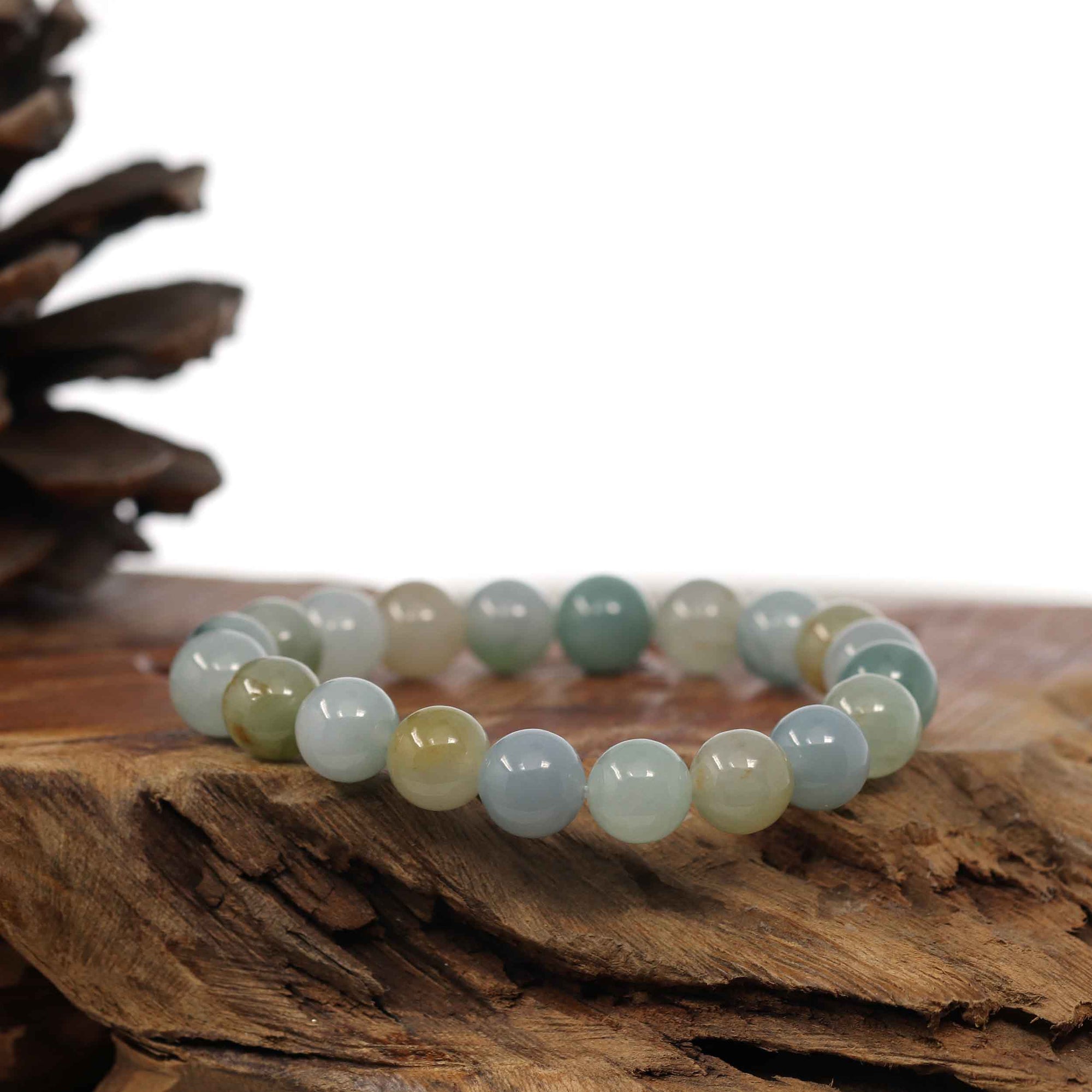 Baikalla Jewelry jade beads bracelet Copy of Copy of Genuine Jadeite Jade Round Multiple Colors Beads Bracelet ( 9.5 mm)