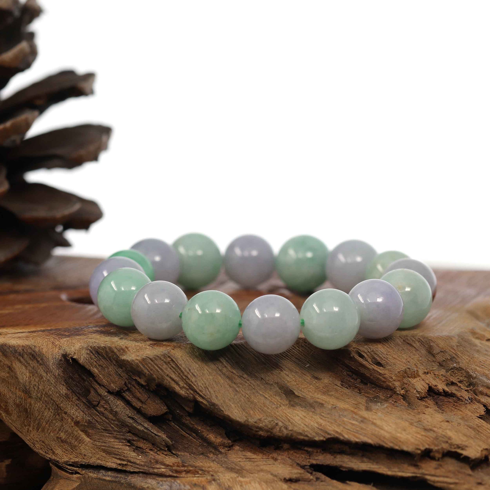 Baikalla Jewelry jade beads bracelet High end Genuine Jadeite Jade Round Multiple Colors Beads Bracelet (12 mm)