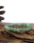 Baikalla Jewelry jade beads bracelet 6.5 inches Natural Jadeite Jade Round Green Beads Bracelet ( 7.5 mm )