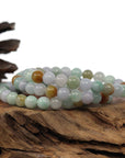 Baikalla Jewelry jade beads bracelet 6.5 inches Genuine Jadeite Jade Round Multiple Colors Beads Bracelet (8.5 mm)