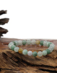 Baikalla Jewelry jade beads bracelet Genuine Jadeite Jade Round Multiple Colors Beads Bracelet (7.5 mm)