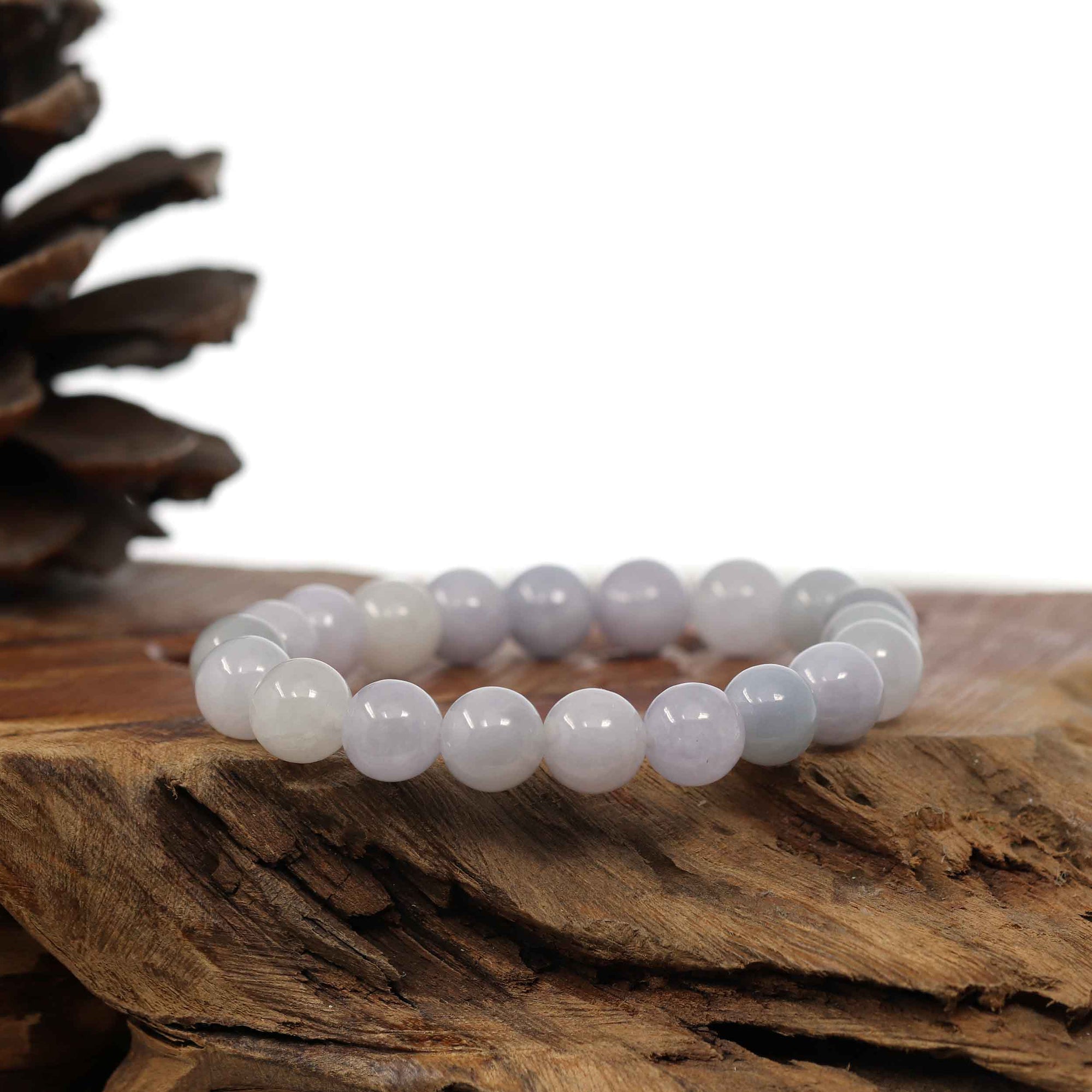 Baikalla Jewelry jade beads bracelet Natural Jadeite Jade 10 mm Round Lavender Beads Bracelet ( 9.5 mm )