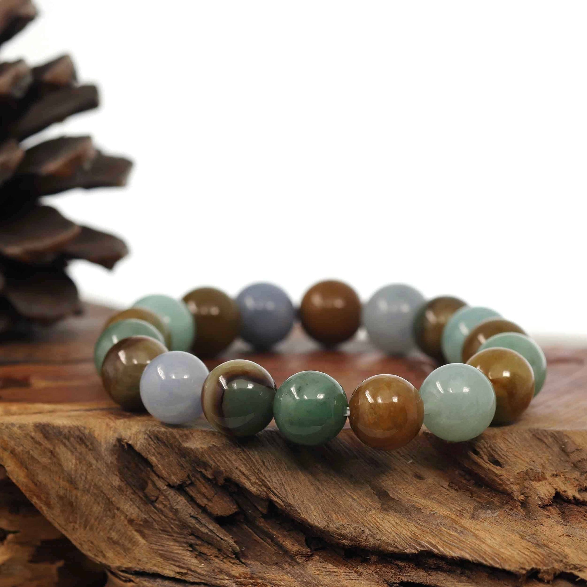 Baikalla Jewelry jade beads bracelet High Natural Jadeite Jade 13mm Round Beads Bracelet ( 13 mm ) For Men