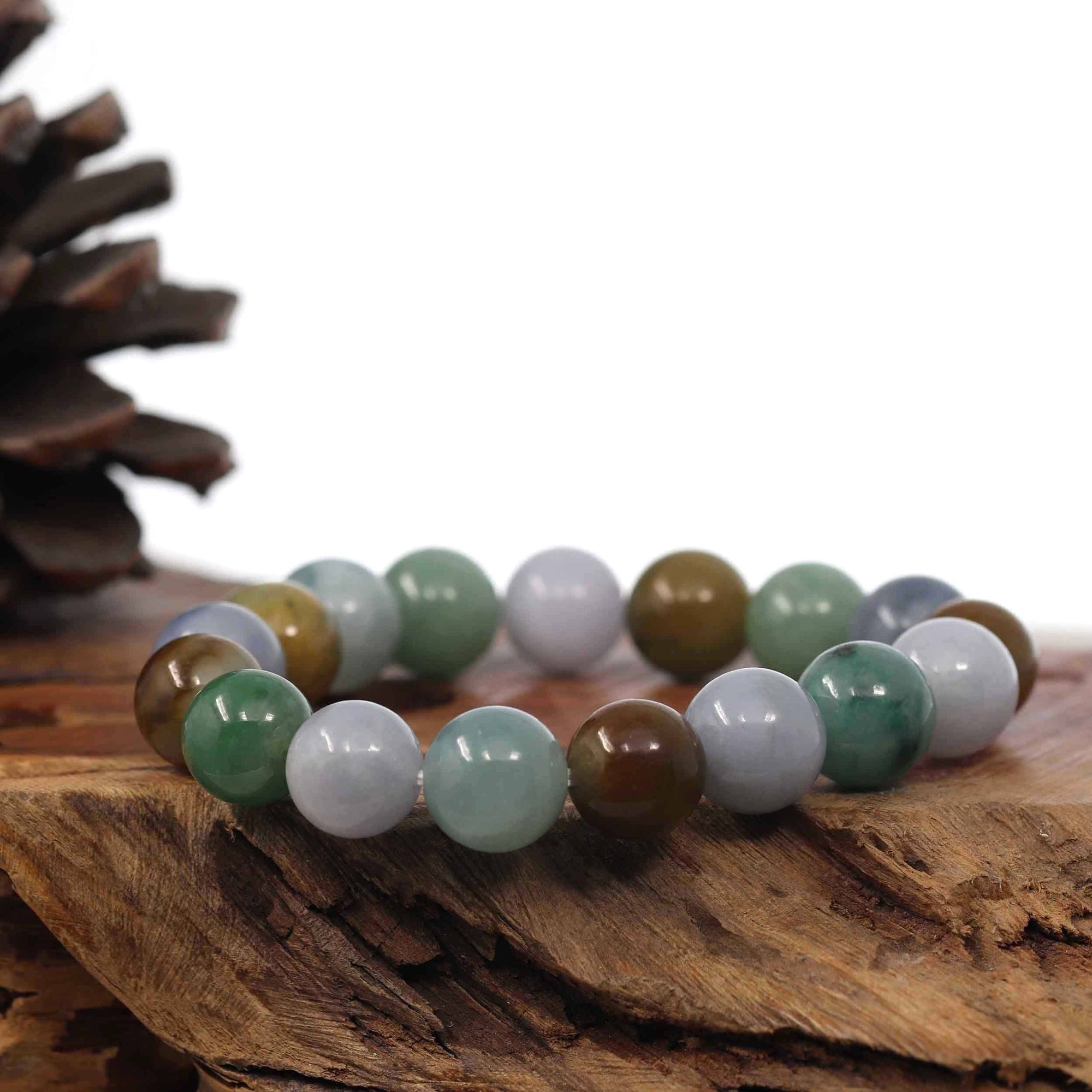 Baikalla Jewelry jade beads bracelet High Natural Jadeite Jade 13mm Round Beads Bracelet ( 13 mm ) For Men