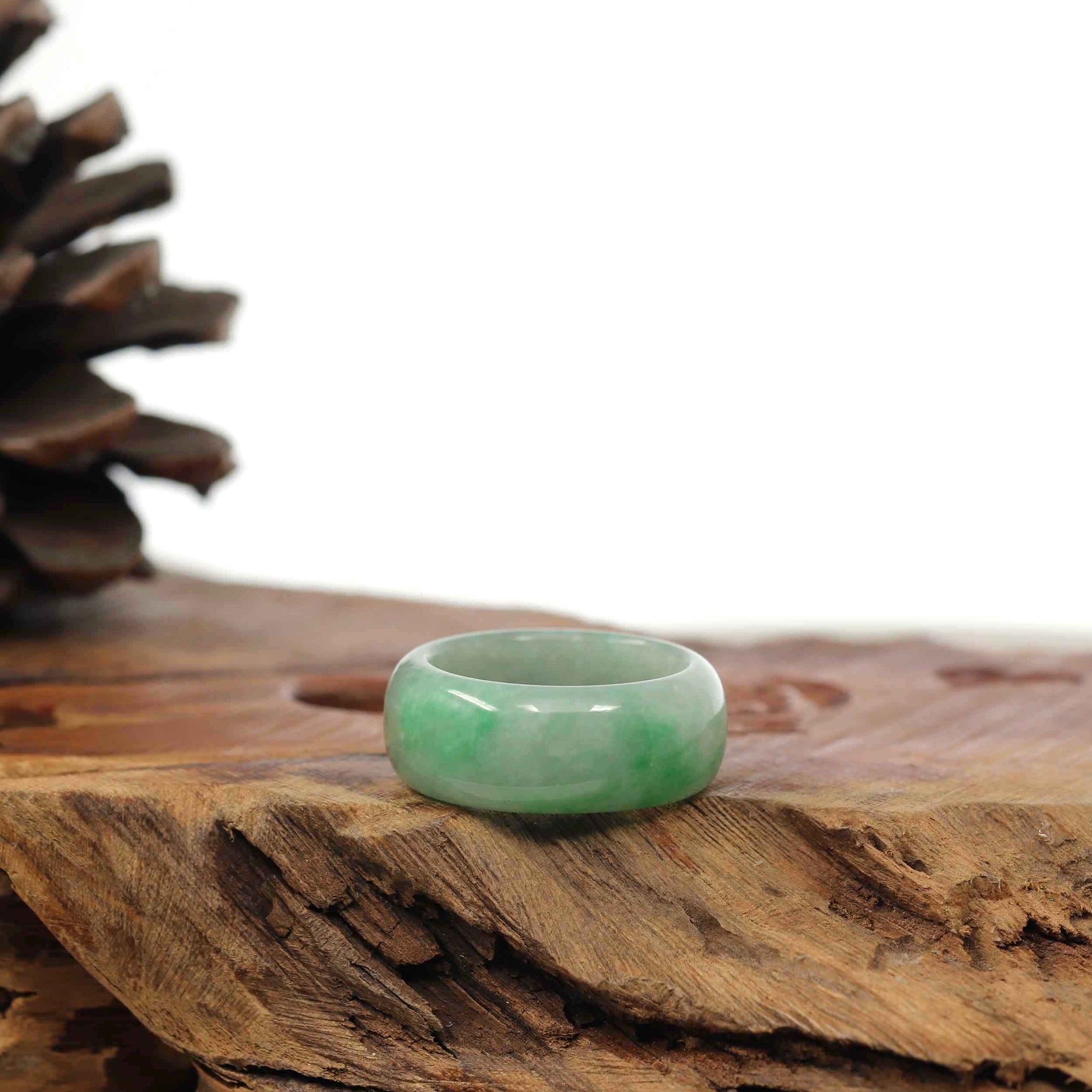 Baikalla Jewelry Jadeite Jade Bangle Bracelet Burmese Green Jadeite Jade Men&#39;s Band Ring