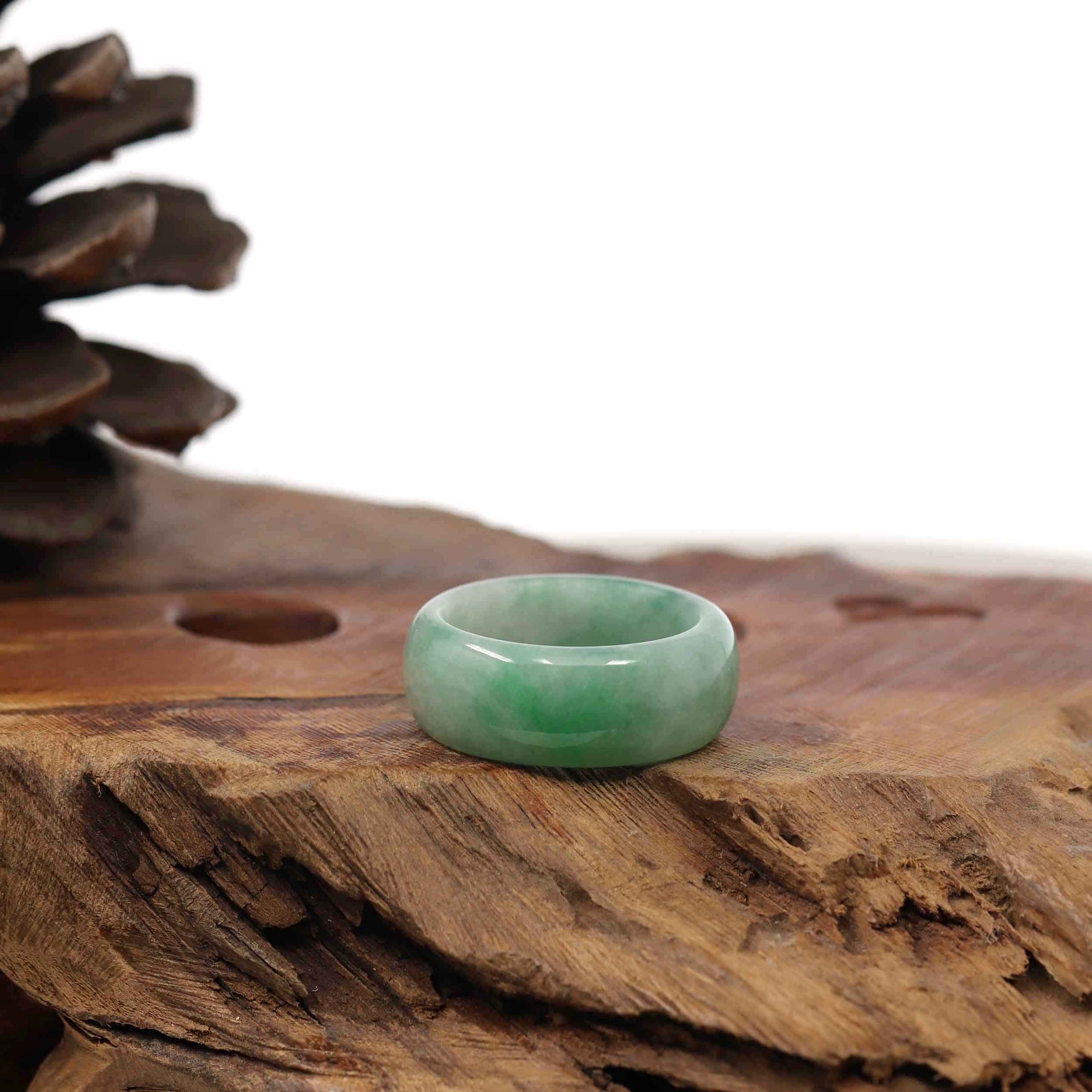 Baikalla Jewelry Jadeite Jade Bangle Bracelet Burmese Green Jadeite Jade Men&#39;s Band Ring