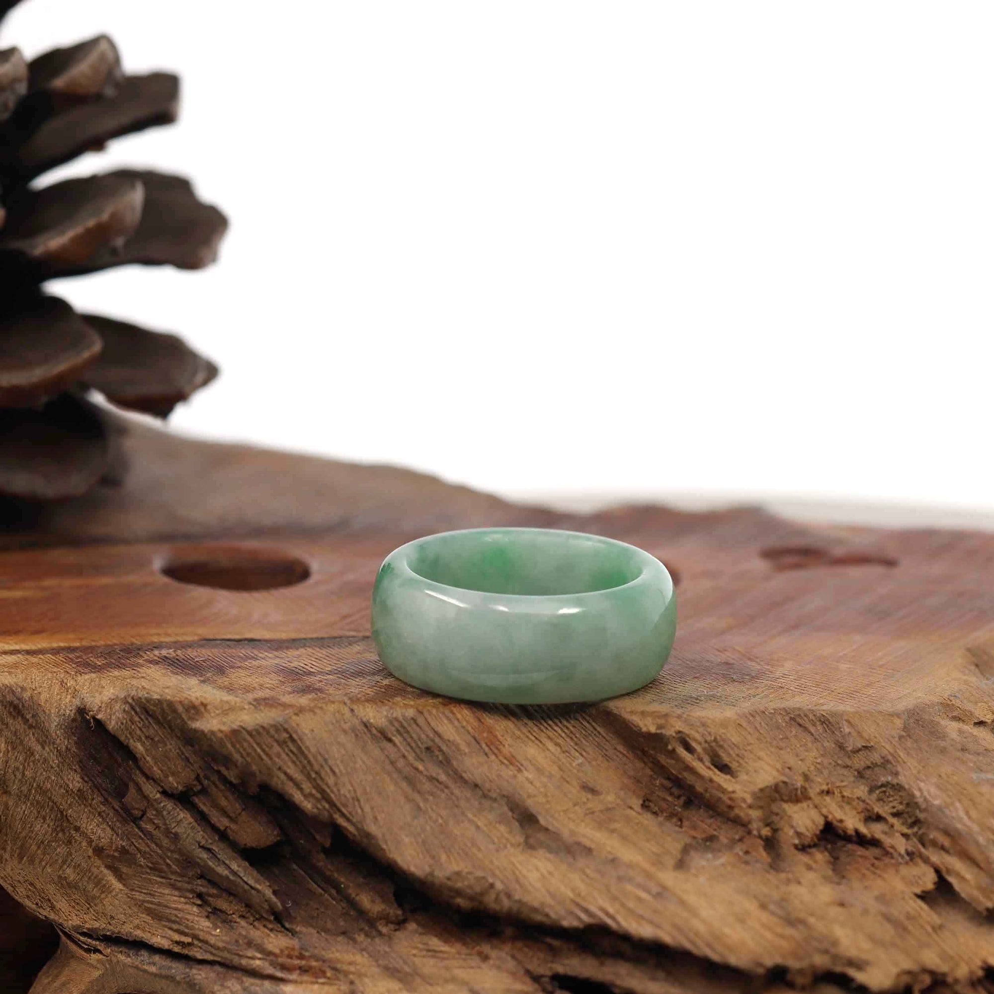 Baikalla Jewelry Jadeite Jade Bangle Bracelet Burmese Green Jadeite Jade Men&#39;s Band Ring