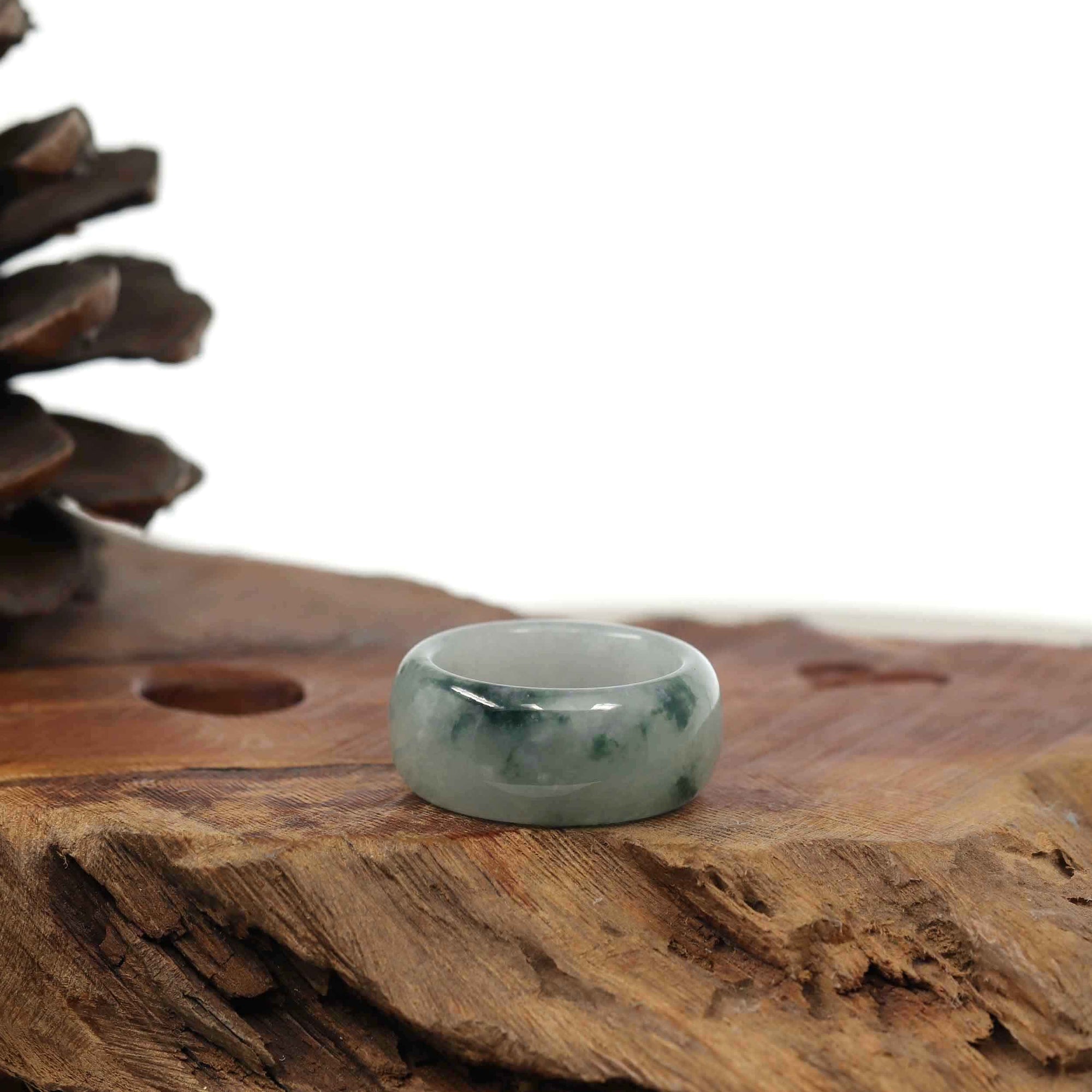 Baikalla Jewelry Jadeite Jade Bangle Bracelet Burmese Blue-green Jadeite Jade Men's Band Ring