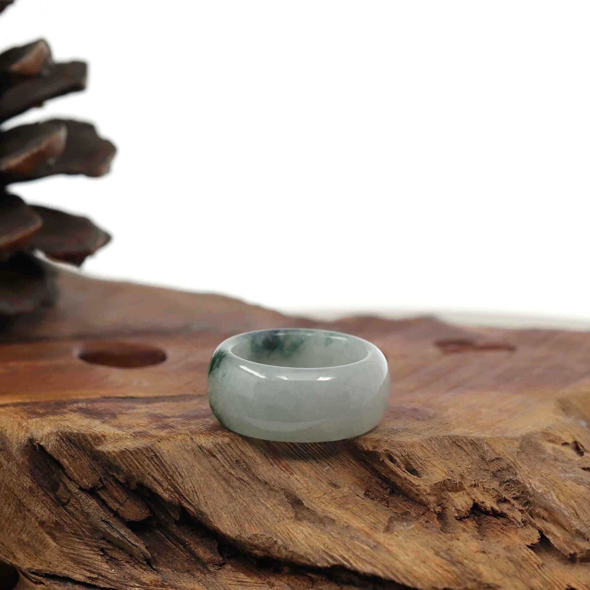 Baikalla Jewelry Jadeite Jade Bangle Bracelet Burmese Blue-green Jadeite Jade Men's Band Ring