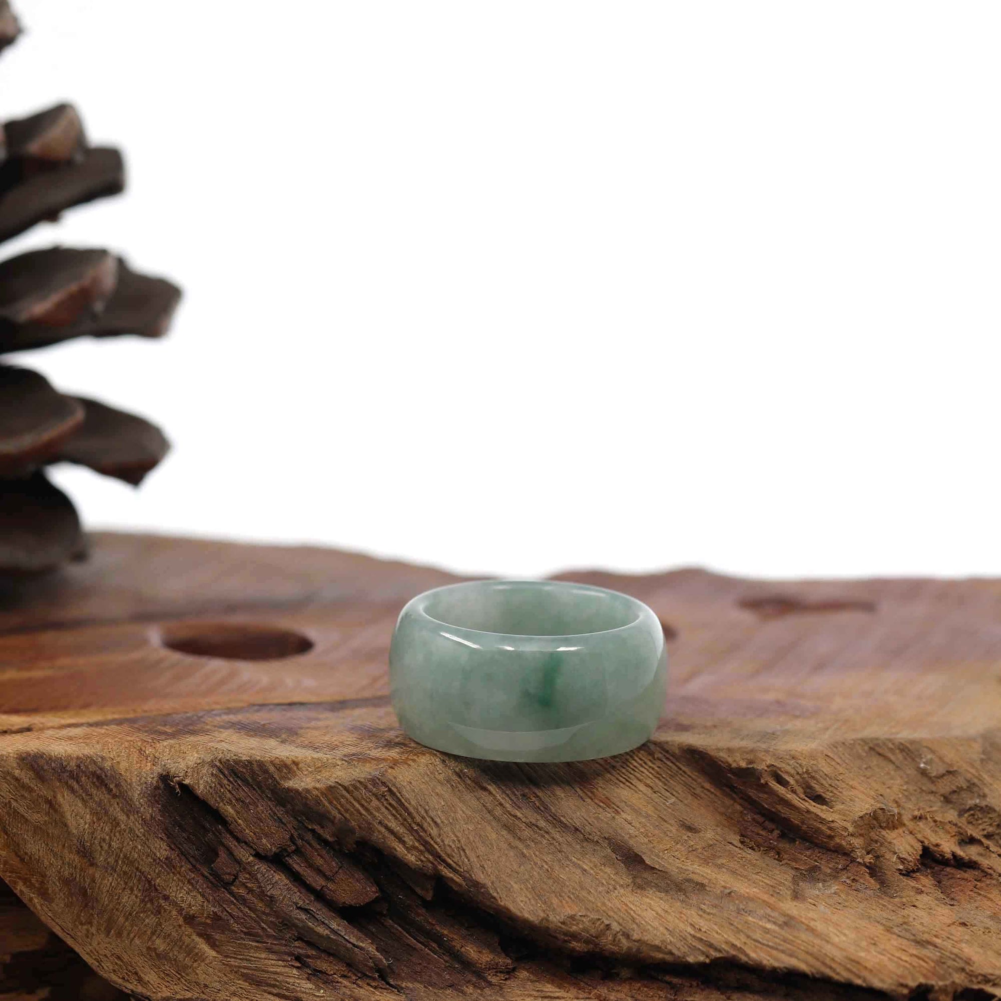 Baikalla Jewelry Jadeite Jade Bangle Bracelet Burmese Blue-green Jadeite Jade Men's Band Ring