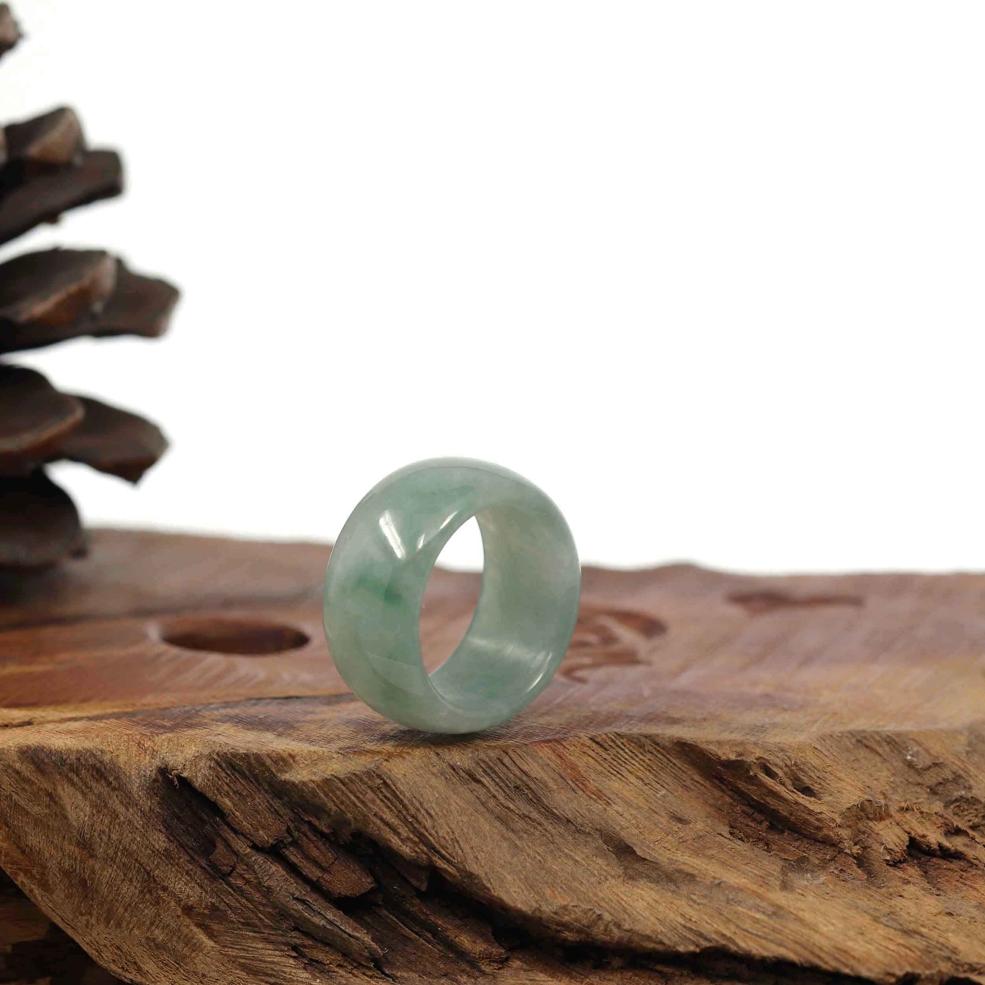 Baikalla Jewelry Jadeite Jade Bangle Bracelet Burmese Blue-green Jadeite Jade Men&#39;s Band Ring