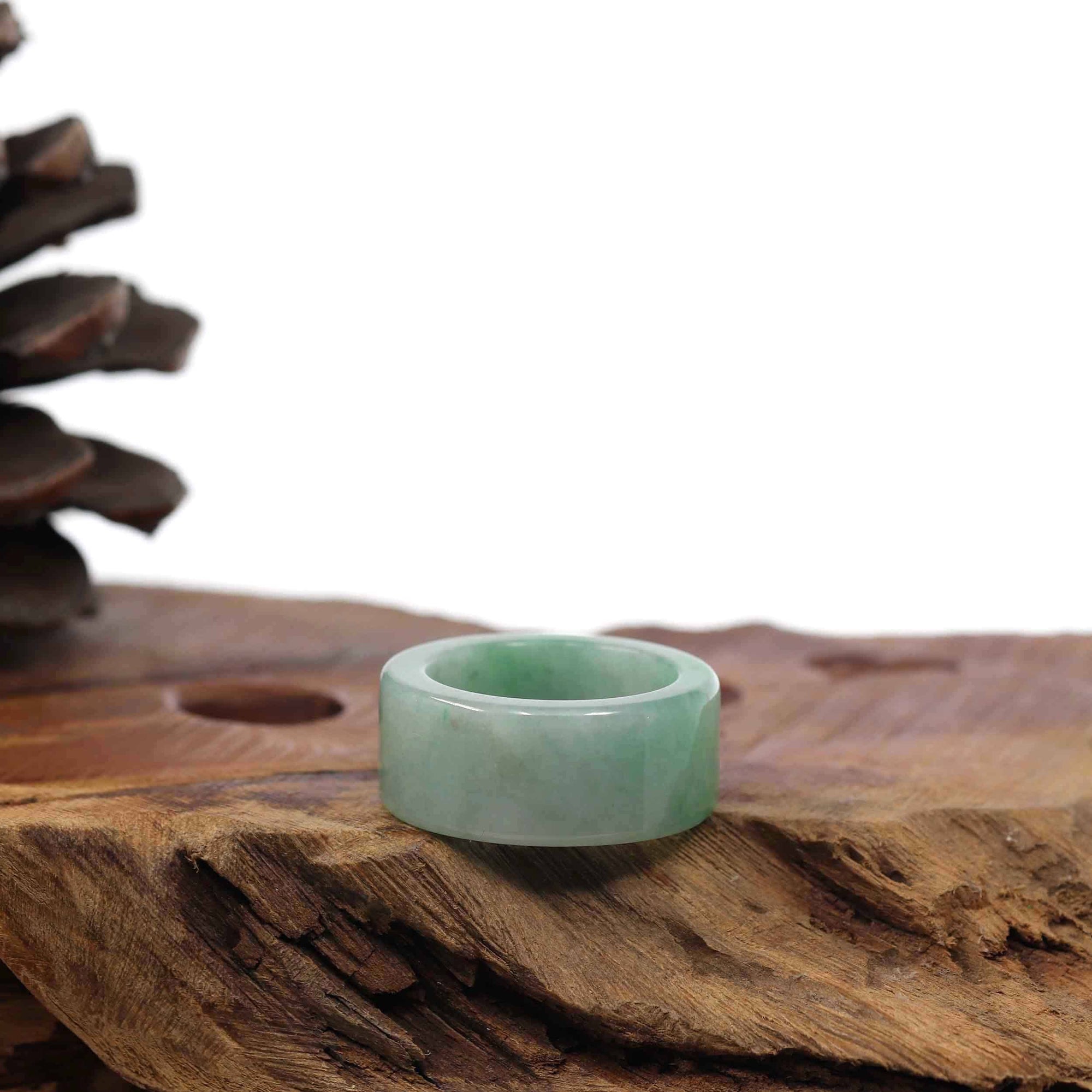 Baikalla Jewelry Jadeite Jade Bangle Bracelet Burmese Green Jadeite Jade Men's Band Ring