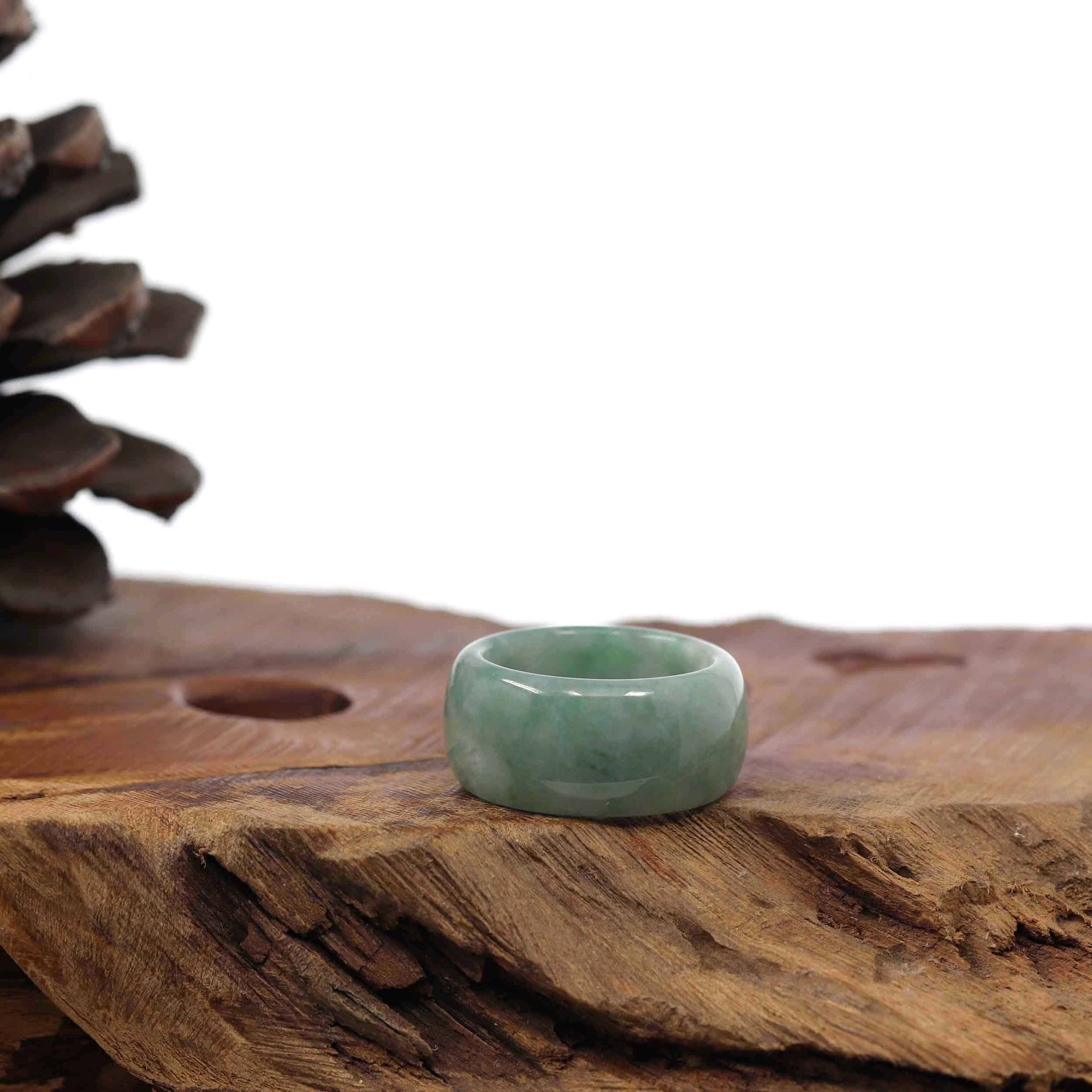 Baikalla Jewelry Jadeite Jade Bangle Bracelet Burmese Blue-green Jadeite Jade Men&#39;s Band Ring