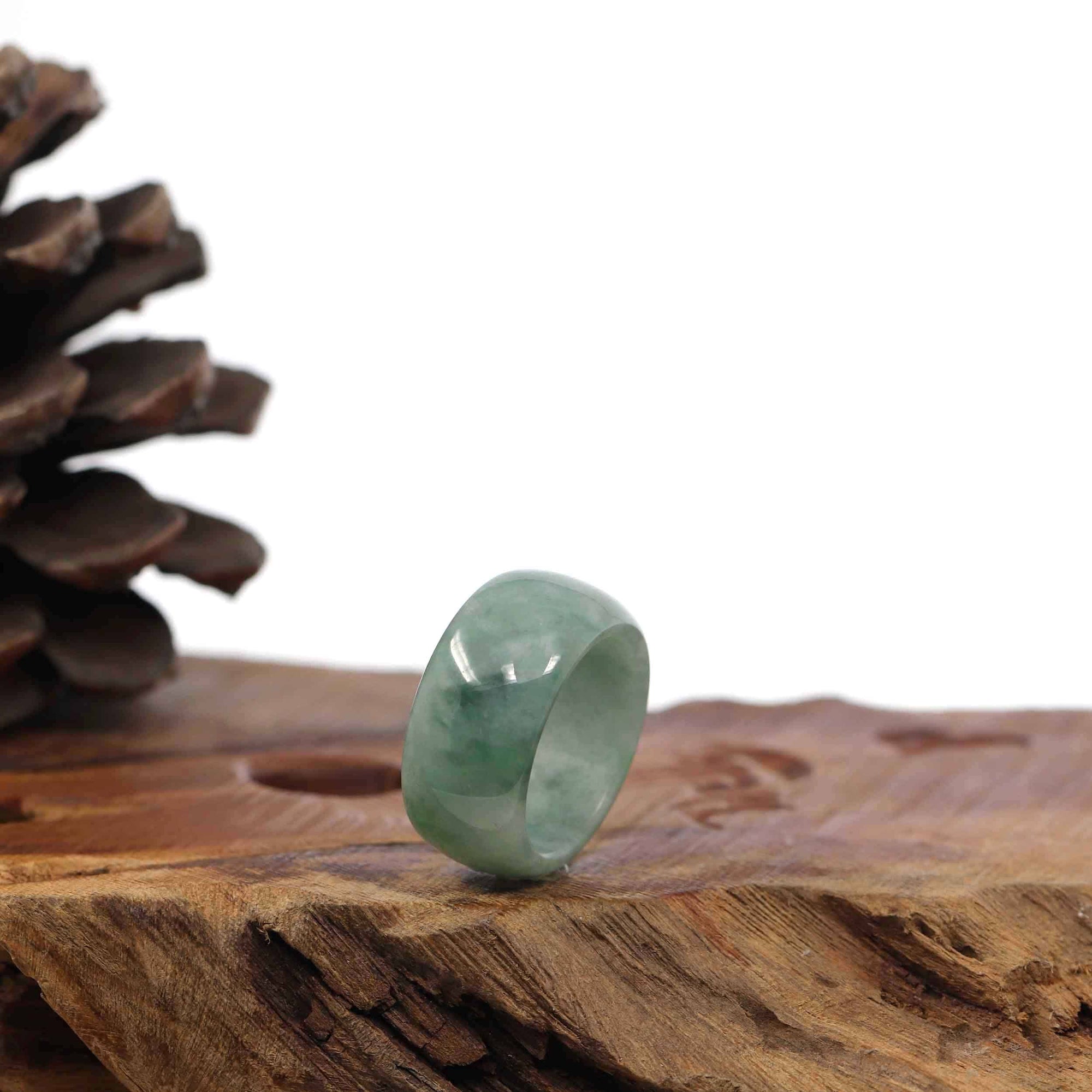 Baikalla Jewelry Jadeite Jade Bangle Bracelet Burmese Blue-green Jadeite Jade Men&#39;s Band Ring