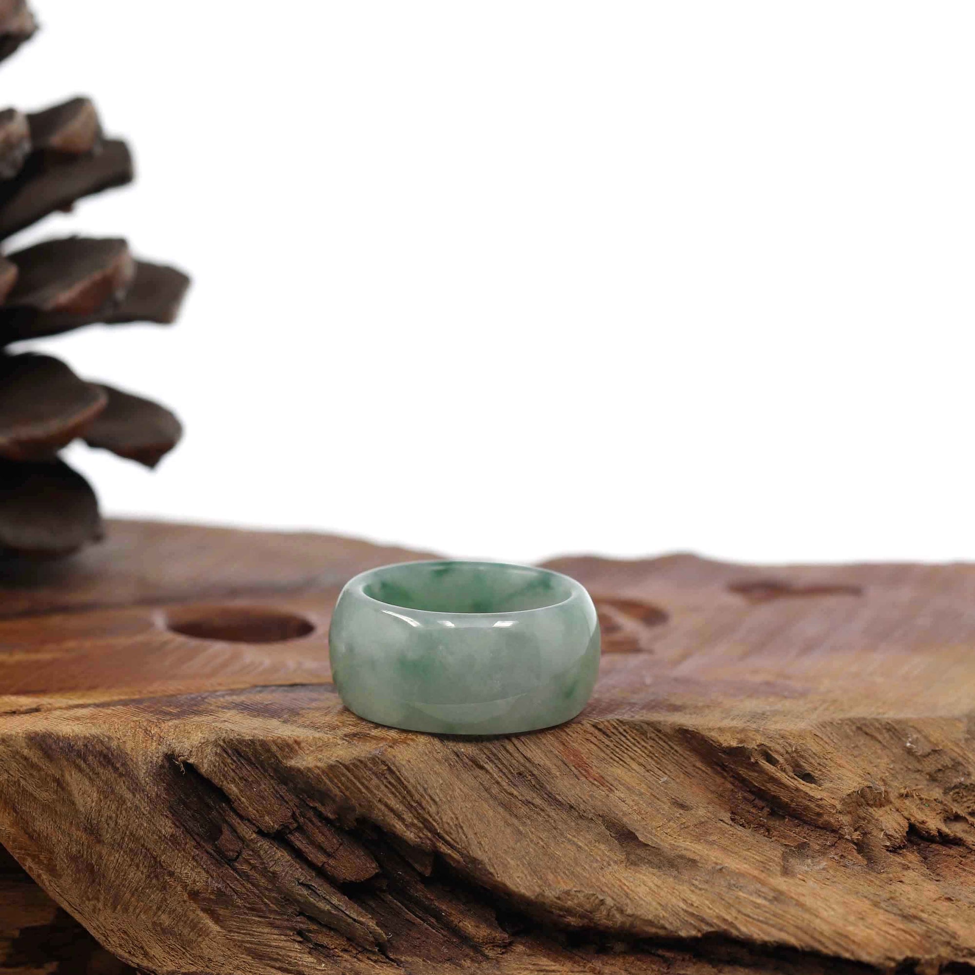 Baikalla Jewelry Jadeite Jade Bangle Bracelet Burmese Green Jadeite Jade Men's Band Ring