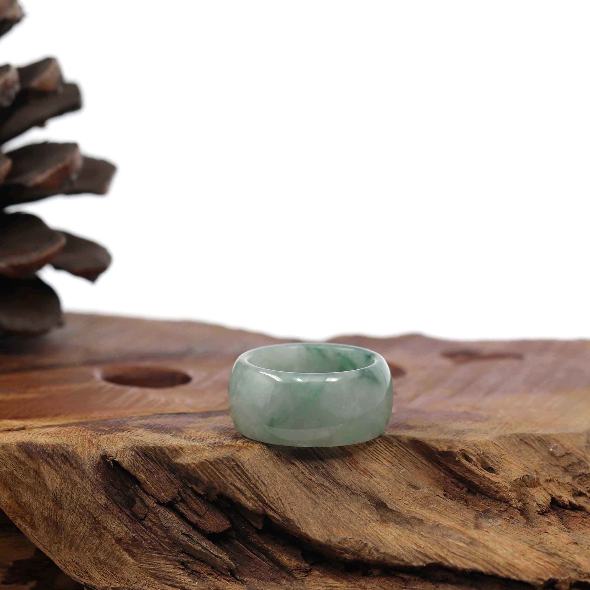 Baikalla Jewelry Jadeite Jade Bangle Bracelet Burmese Green Jadeite Jade Men&#39;s Band Ring