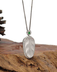 Baikalla Jewelry Jade Guanyin Pendant Necklace High-end Genuine Ice Jadeite Jade Jin Zhi Yu Ye (Leaf) Necklace With 18k Gold & Diamond