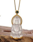 Baikalla Jewelry Jade Guanyin Pendant Necklace Baikalla 14k Gold "Goddess of Compassion" Genuine Burmese Jadeite Jade Guanyin Necklace