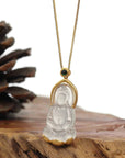 Baikalla Jewelry Jade Guanyin Pendant Necklace Baikalla 14k Gold "Goddess of Compassion" Genuine Burmese Jadeite Jade Guanyin Necklace