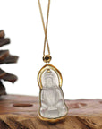 Baikalla Jewelry Jade Guanyin Pendant Necklace Baikalla 14k Gold "Goddess of Compassion" Genuine Burmese Jadeite Jade Guanyin Necklace