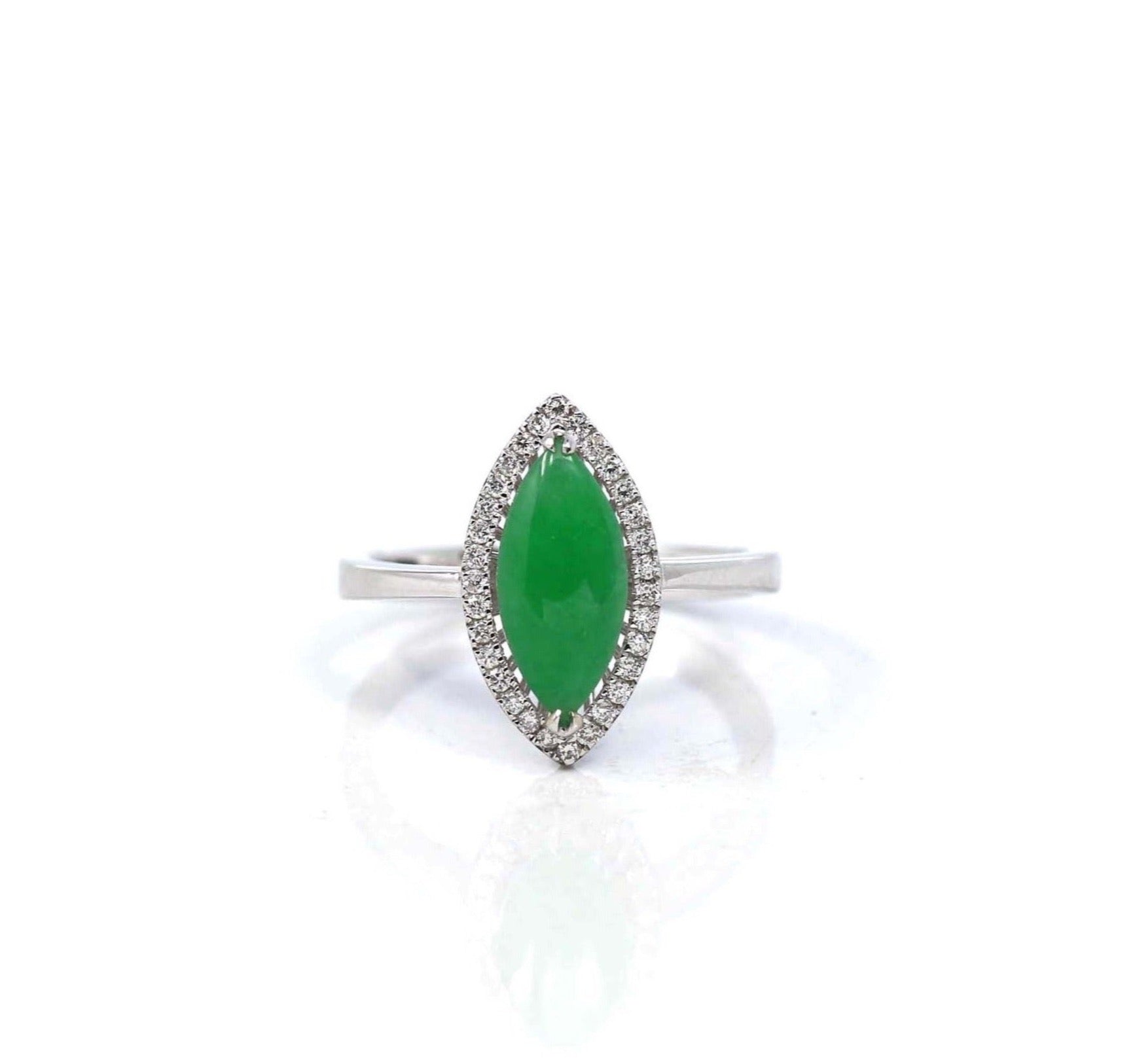 Baikalla Jewelry Jadeite Engagement Ring 18k White Gold Natural Imperial Green Oval Jadeite Jade Engagement Ring With Diamonds