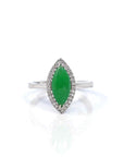 Baikalla Jewelry Jadeite Engagement Ring 18k White Gold Natural Imperial Green Oval Jadeite Jade Engagement Ring With Diamonds