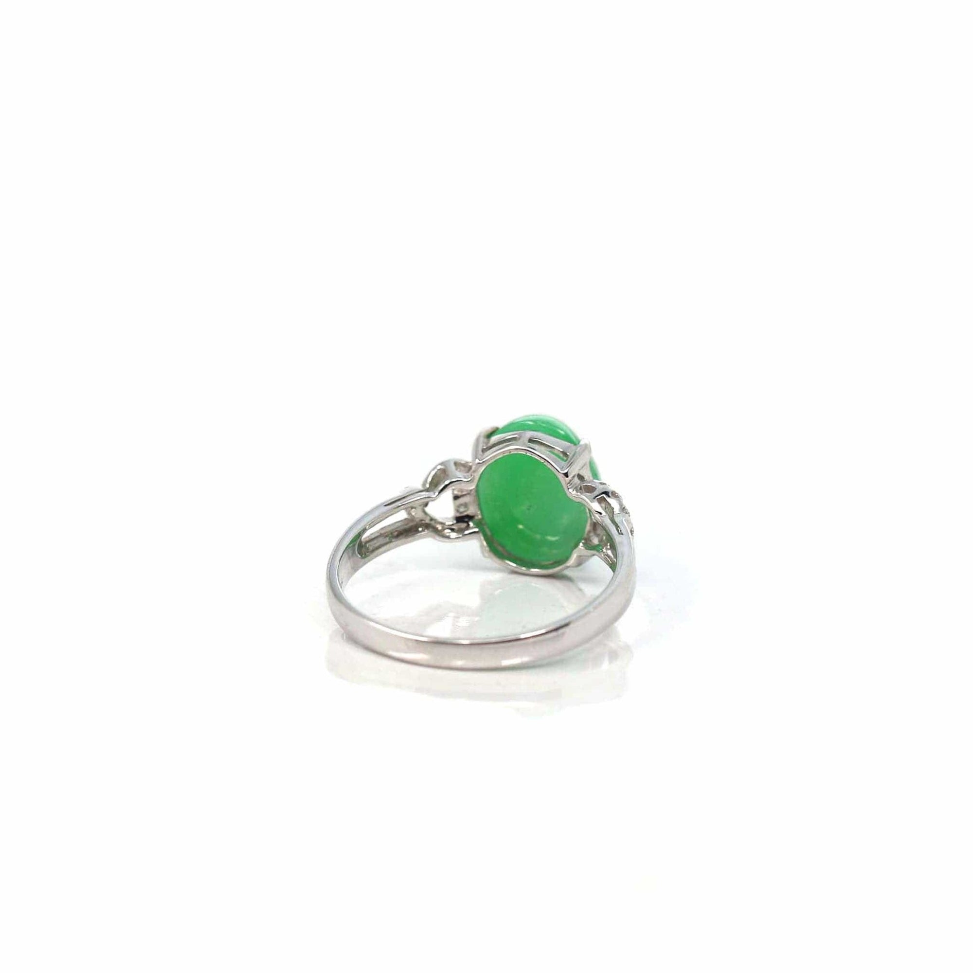 Baikalla Jewelry Jadeite Engagement Ring Copy of 18k White Gold Natural Imperial Green Jadeite Jade Engagement Ring With Diamonds