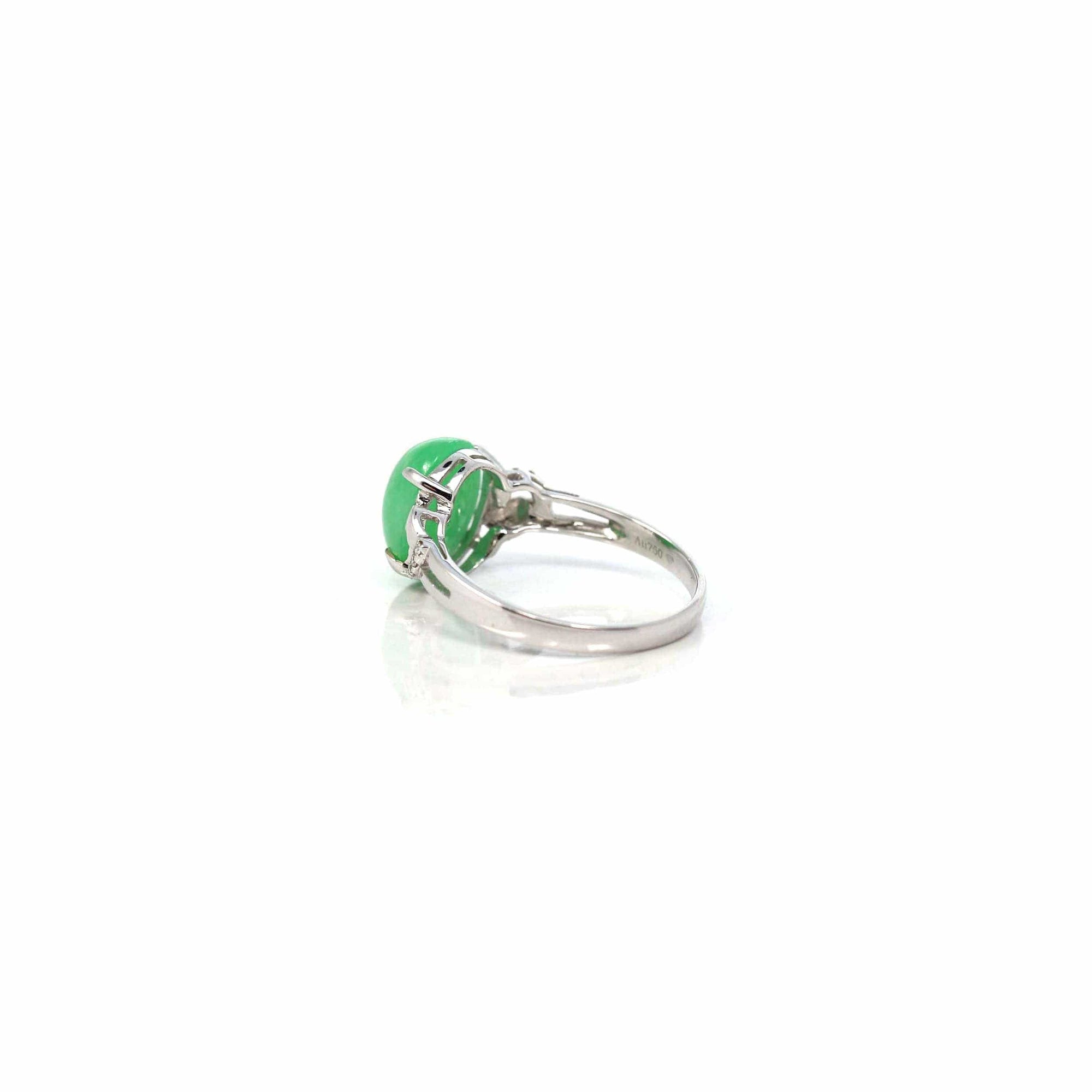 Baikalla Jewelry Jadeite Engagement Ring Copy of 18k White Gold Natural Imperial Green Jadeite Jade Engagement Ring With Diamonds