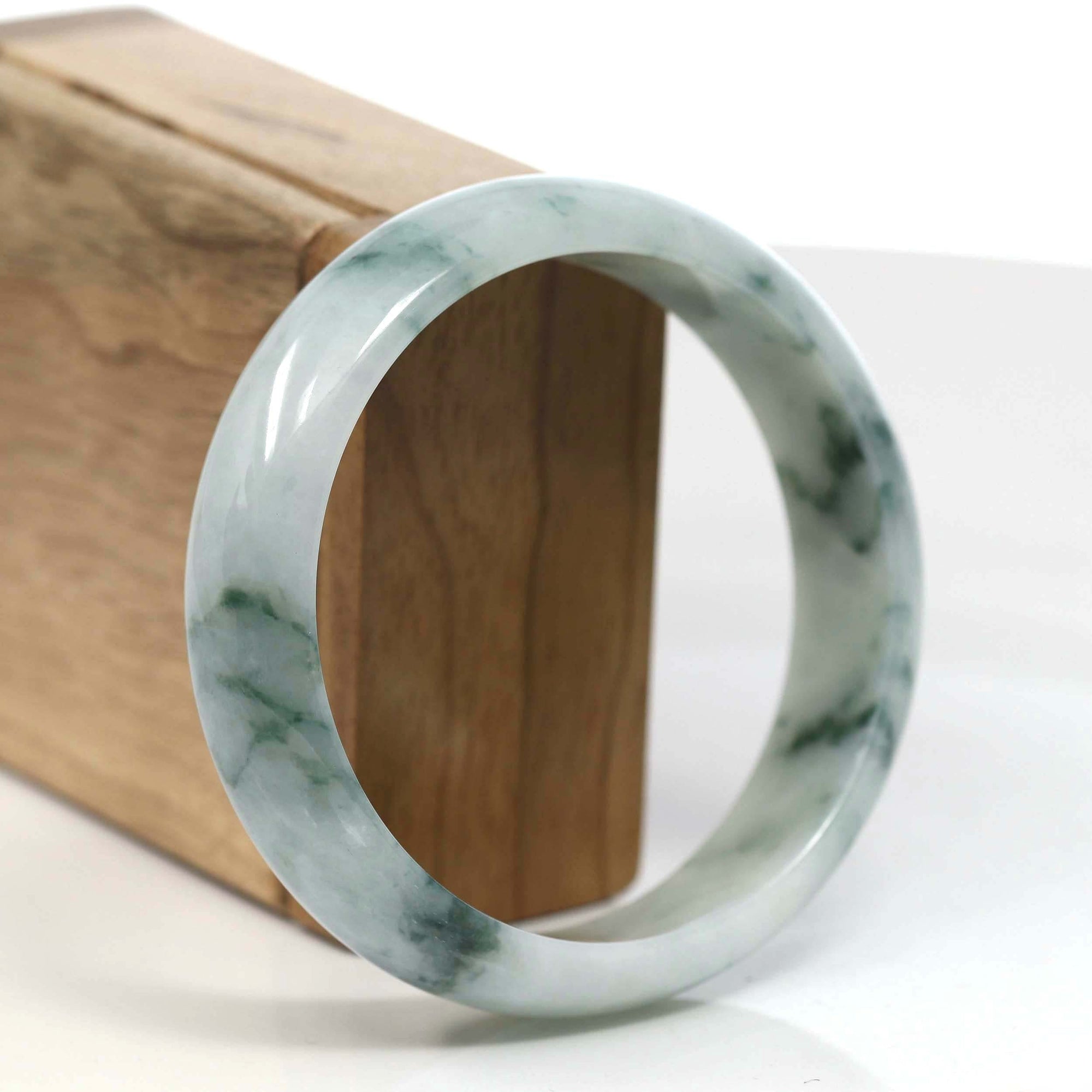 Baikalla Jewelry Jadeite Jade Bangle Bracelet Burmese High Blue-green Jade Jadeite Bangle Bracelet (57.66mm) ( Collectibles )T109