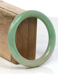 Baikalla Jewelry Jadeite Jade Bangle Bracelet "Classic Princess Half Round" Burmese Yellow Green Jadeite Jade Bangle (57.41 mm) 