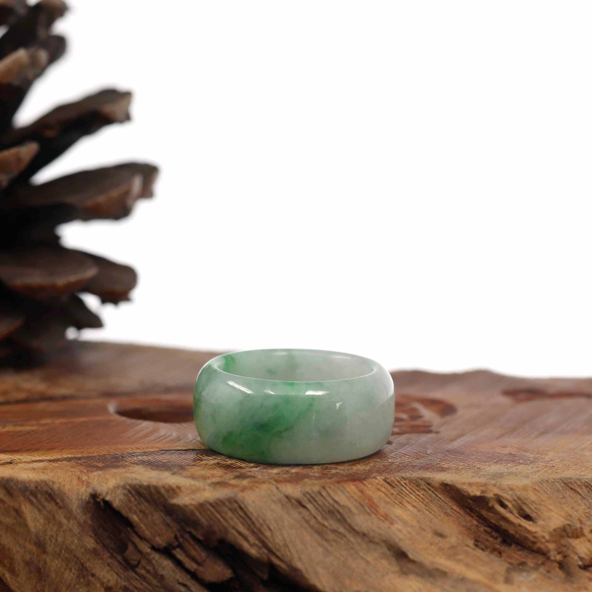 Baikalla Jewelry Jadeite Jade Bangle Bracelet Baikalla Genuine Burmese Blue-green Jadeite Jade Men's Band Ring