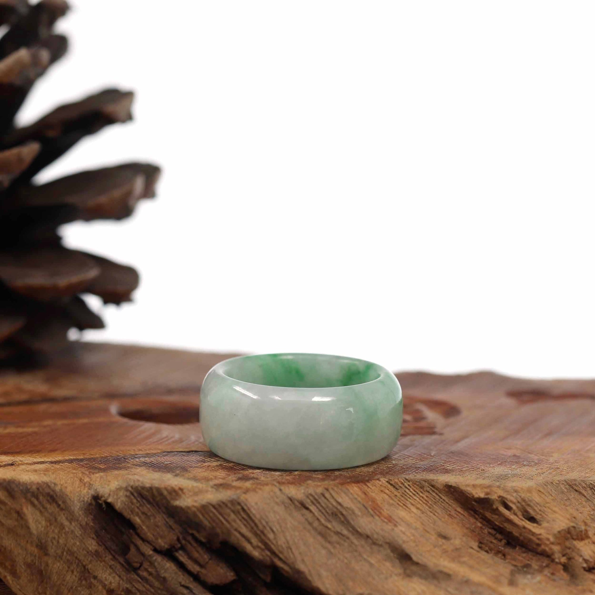 Baikalla Jewelry Jadeite Jade Bangle Bracelet Baikalla Genuine Burmese Blue-green Jadeite Jade Men&#39;s Band Ring