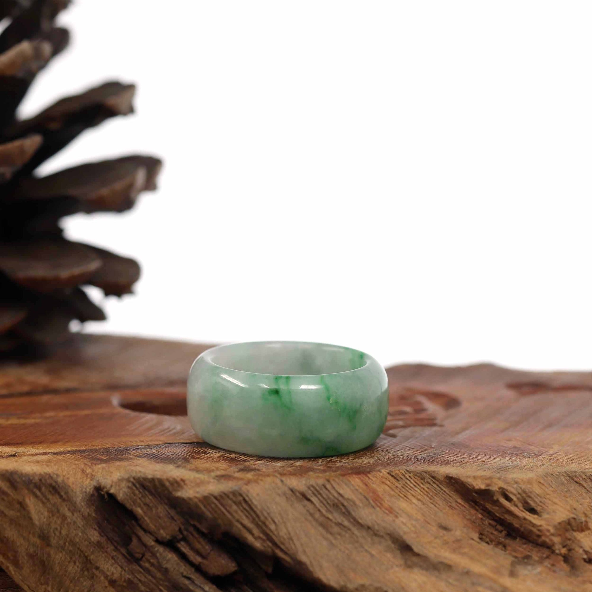 Baikalla Jewelry Jadeite Jade Bangle Bracelet Baikalla Genuine Burmese Blue-green Jadeite Jade Men's Band Ring