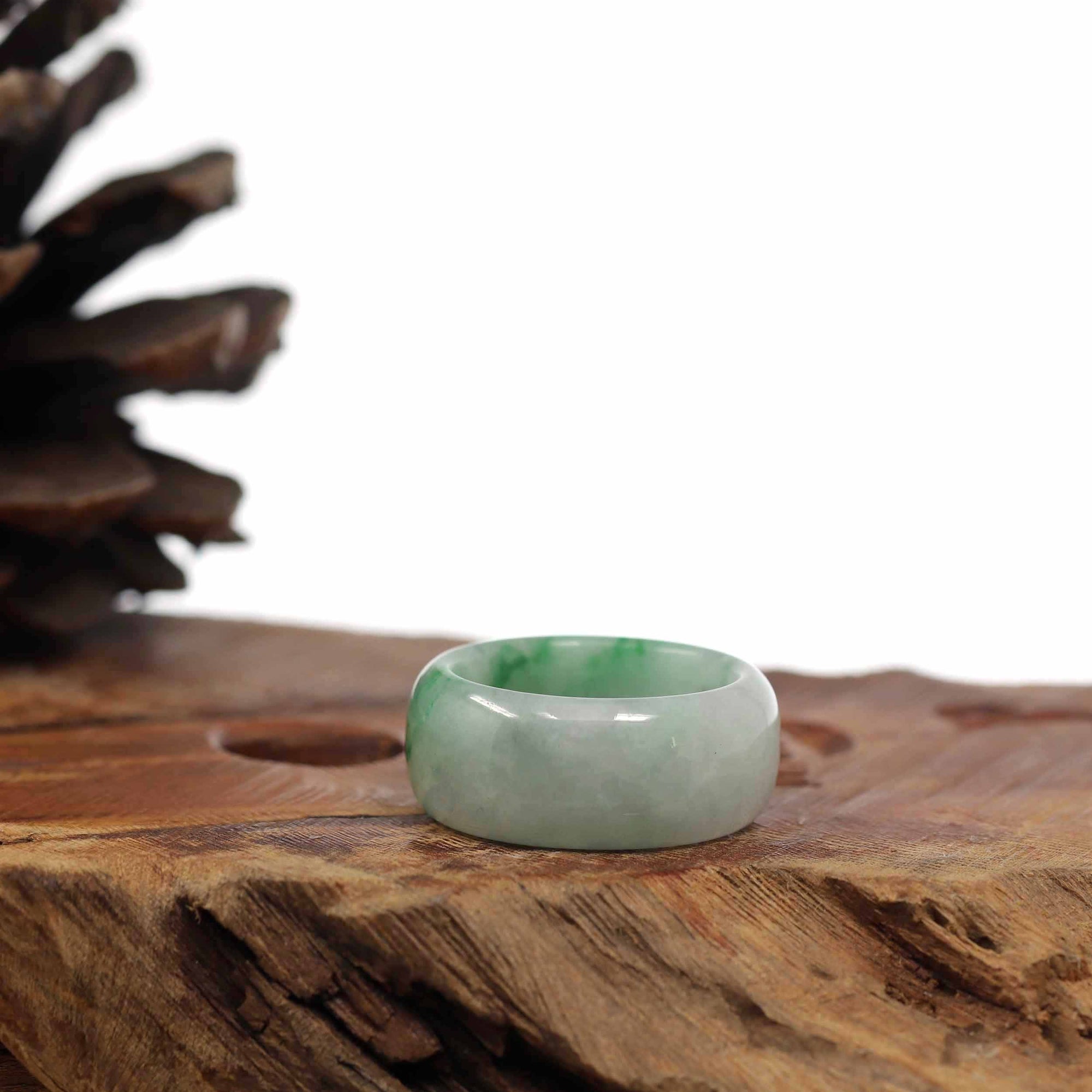 Baikalla Jewelry Jadeite Jade Bangle Bracelet Baikalla Genuine Burmese Blue-green Jadeite Jade Men's Band Ring