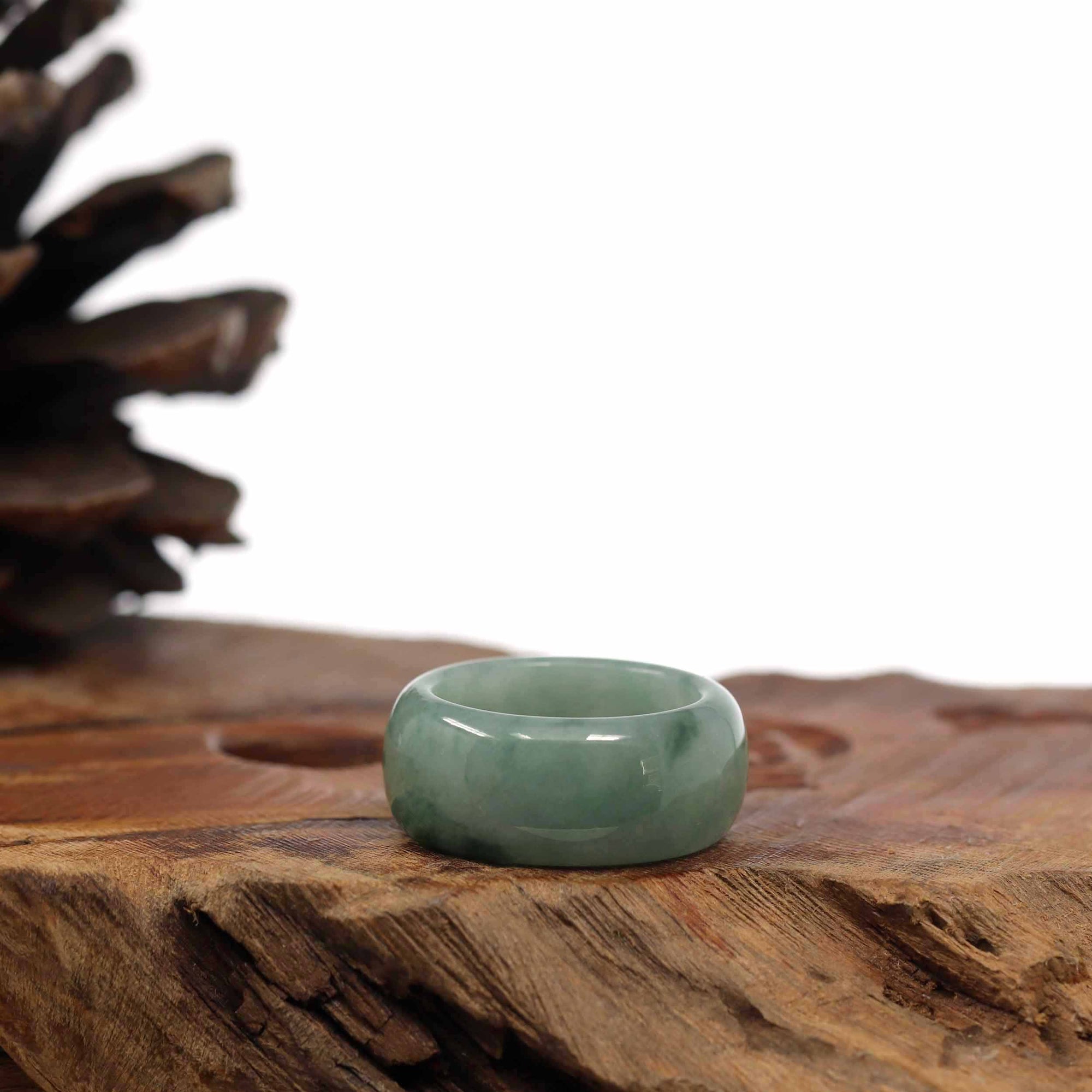 Baikalla Jewelry Jadeite Jade Bangle Bracelet Genuine Burmese Blue-green Jadeite Jade Men&#39;s Band Ring