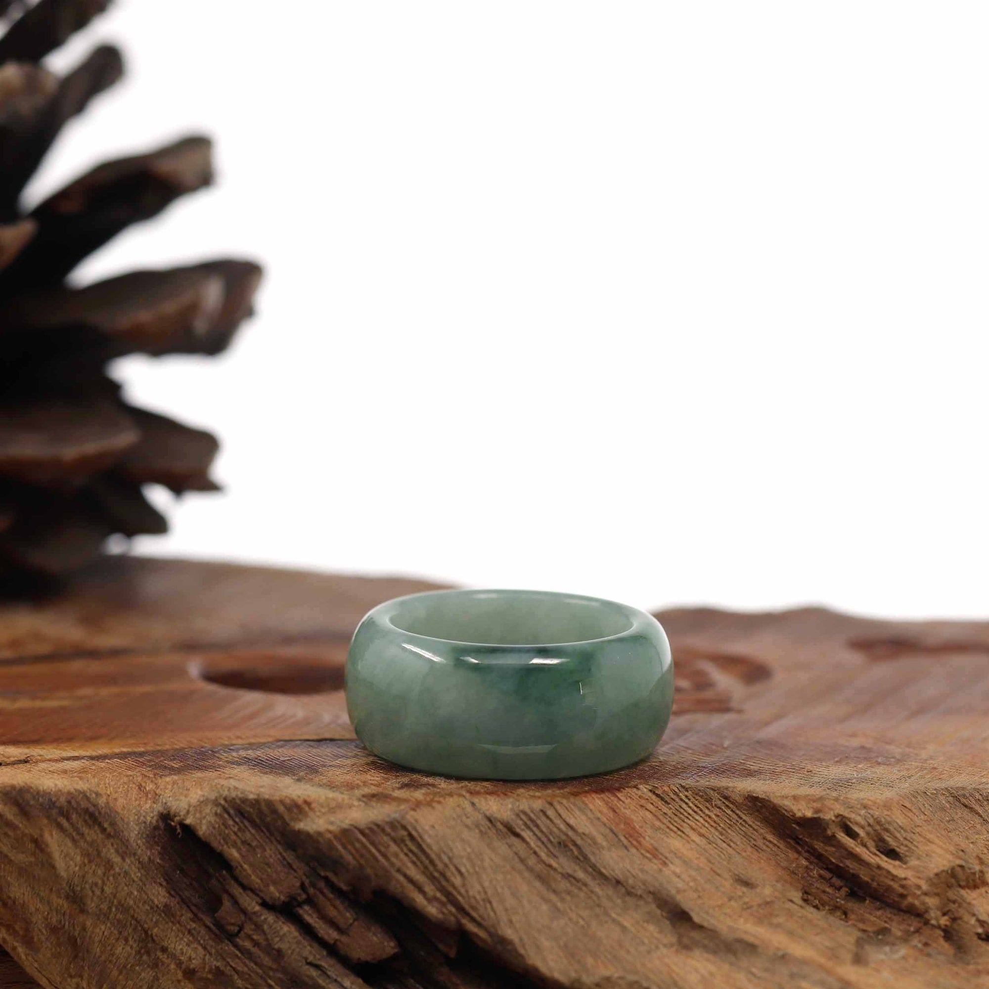 Baikalla Jewelry Jadeite Jade Bangle Bracelet Genuine Burmese Blue-green Jadeite Jade Men&#39;s Band Ring