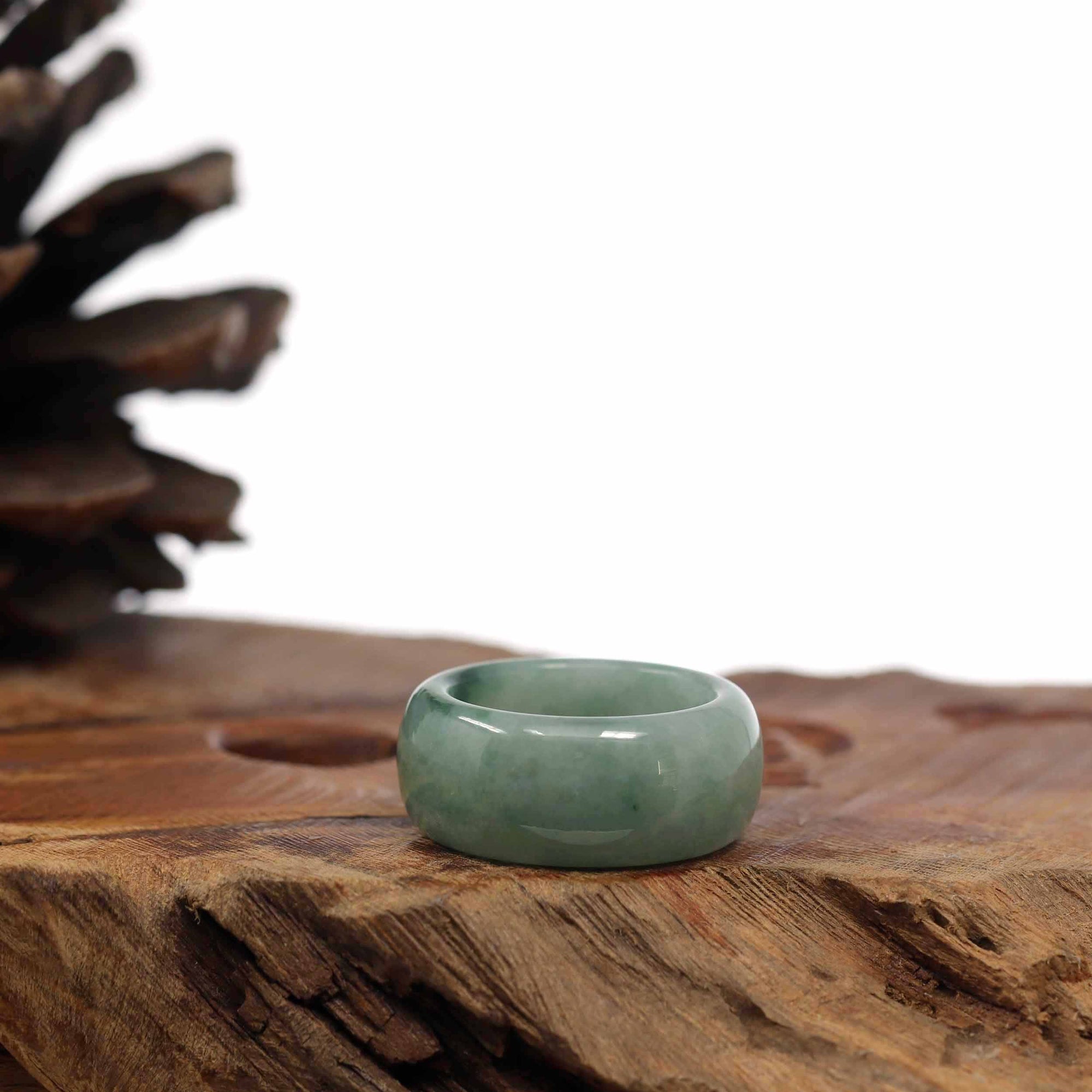 Baikalla Jewelry Jadeite Jade Bangle Bracelet Genuine Burmese Blue-green Jadeite Jade Men&#39;s Band Ring