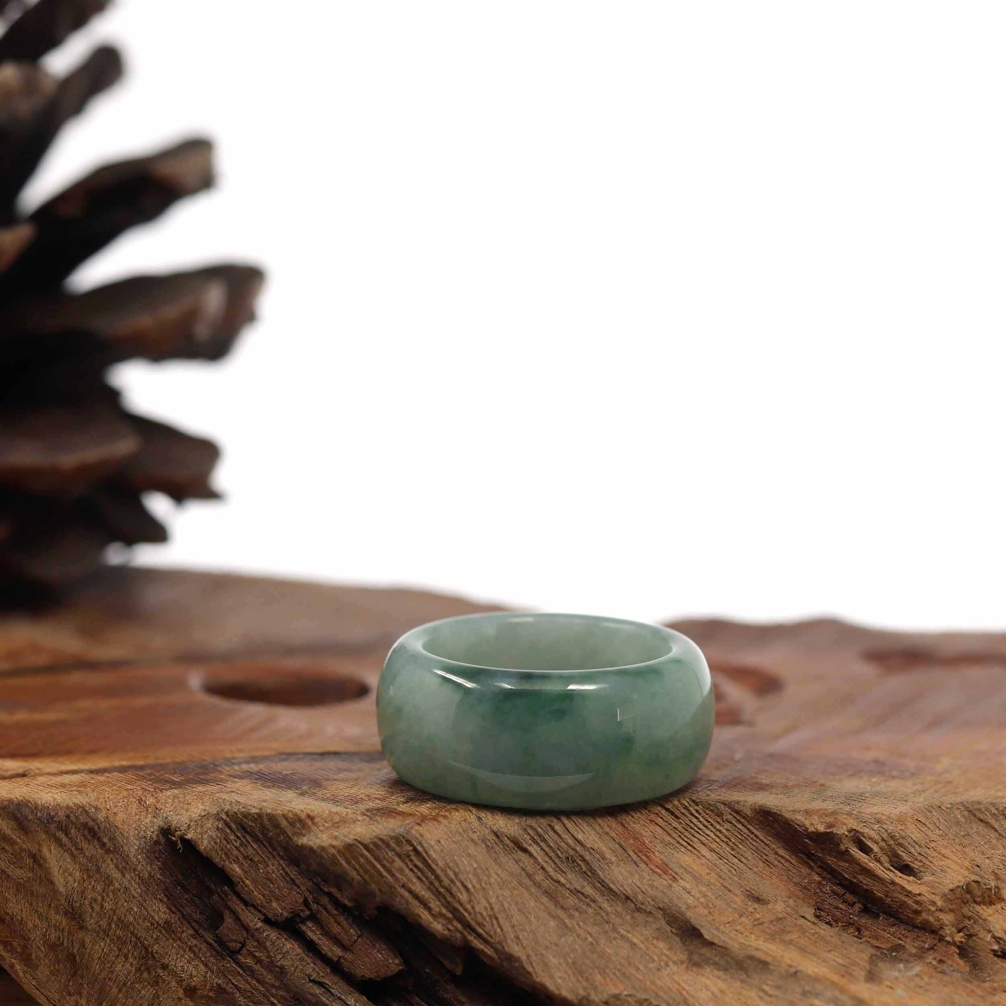 Baikalla Jewelry Jadeite Jade Bangle Bracelet Genuine Burmese Blue-green Jadeite Jade Men&#39;s Band Ring