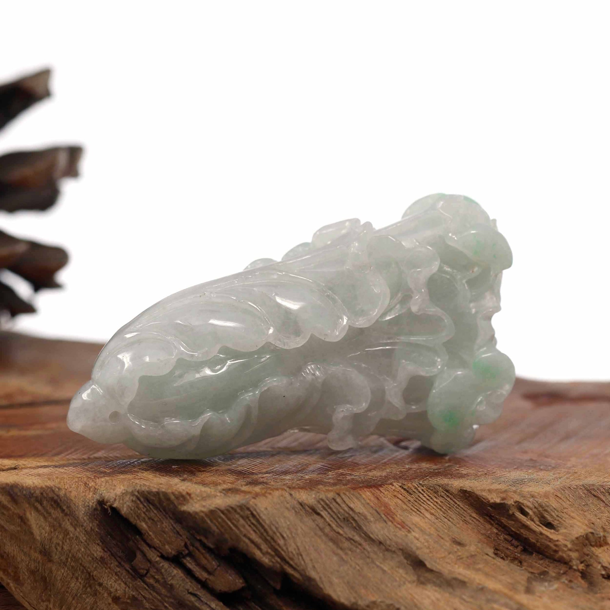 Baikalla Jewelry Jade Carving Necklace Baikalla Natural Jadeite Jade &quot;Lucky Cabbage&quot; Carving, Collectibles