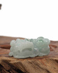 Baikalla Jewelry genuine jadeite carving Genuine Burmese Lavender Blue Green Jadeite Jade PiXiu Pendant Necklace