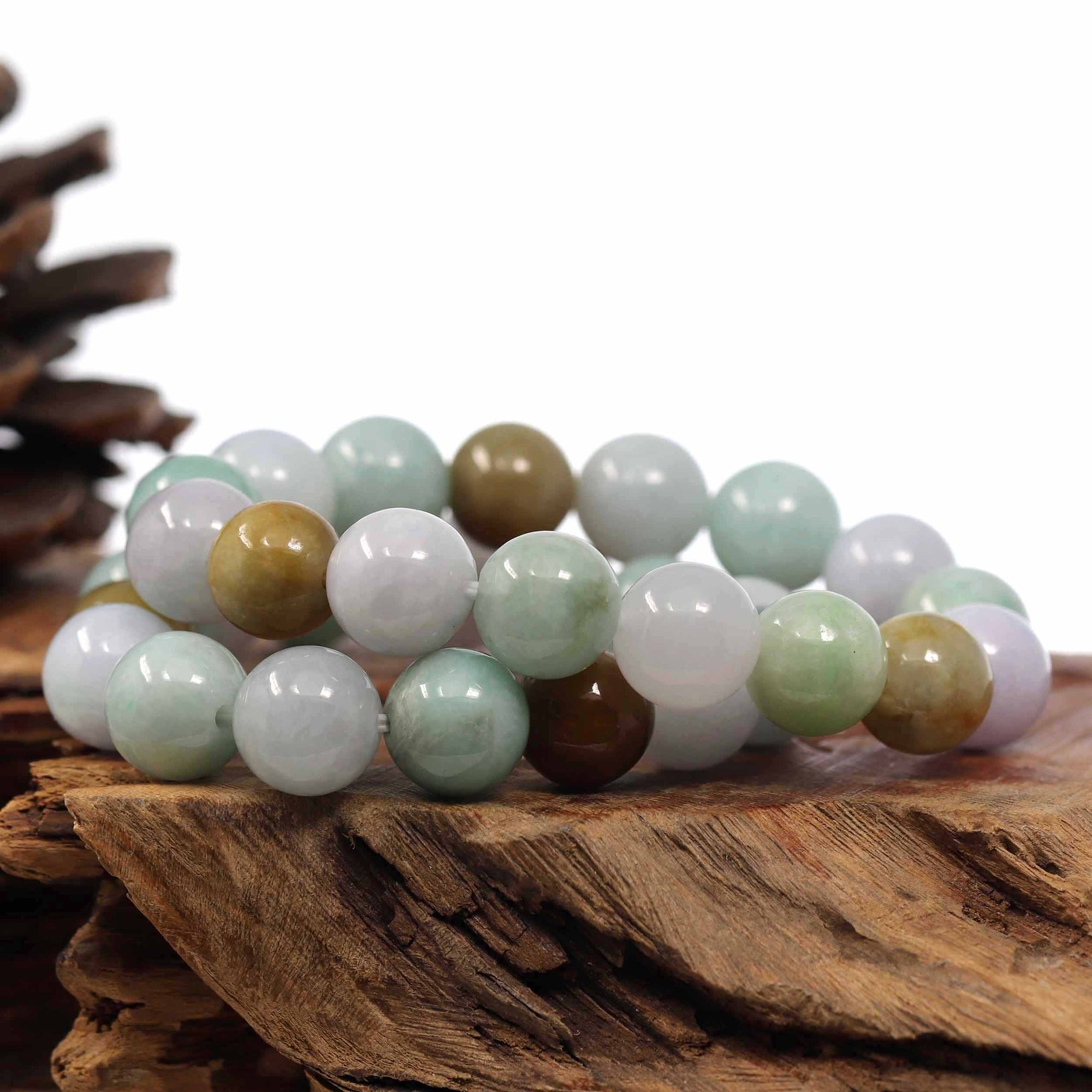 Baikalla Jewelry jade beads bracelet Natural Jadeite Jade 13mm Round Beads Bracelet ( 13 mm ) For Men