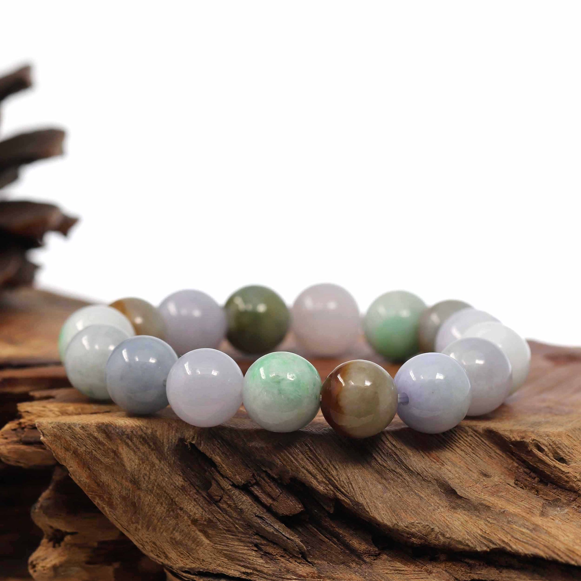 Baikalla Jewelry jade beads bracelet Natural Jadeite Jade 13mm Round Beads Bracelet ( 13 mm ) For Men