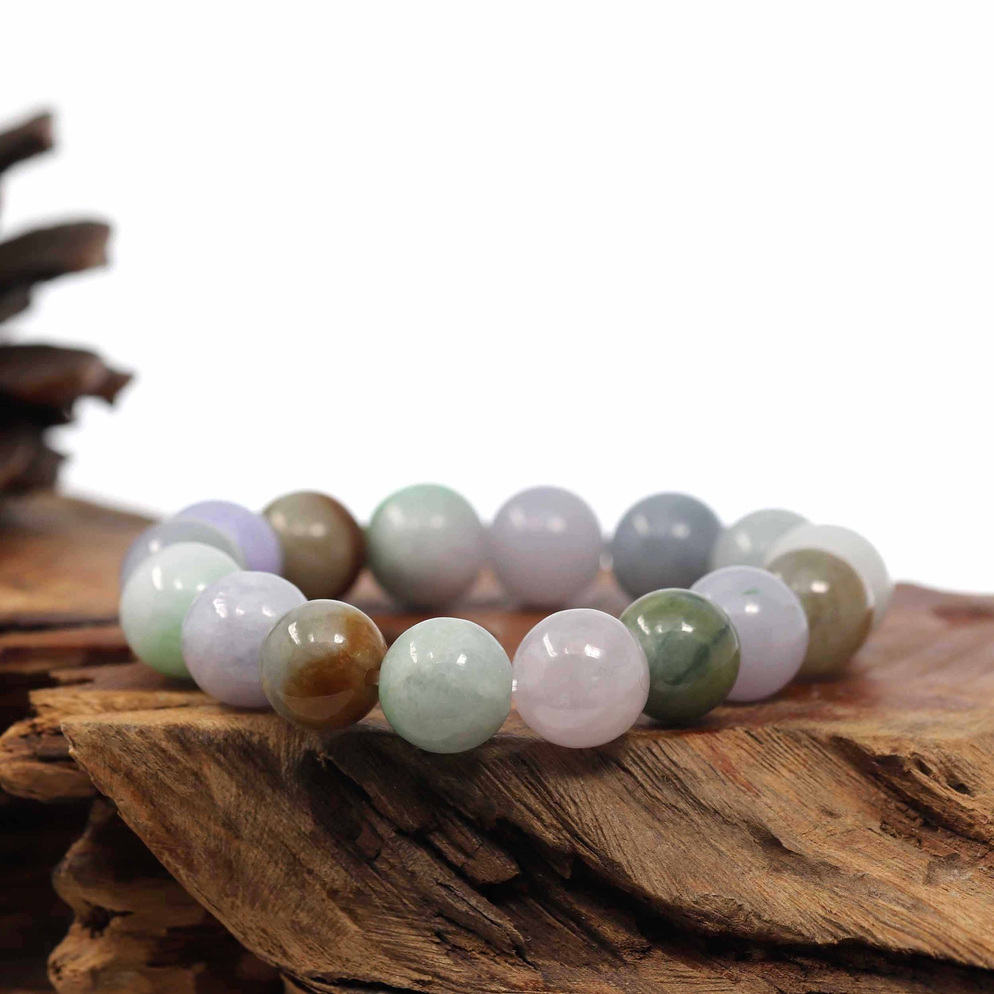 Baikalla Jewelry jade beads bracelet Natural Jadeite Jade 13mm Round Beads Bracelet ( 13 mm ) For Men