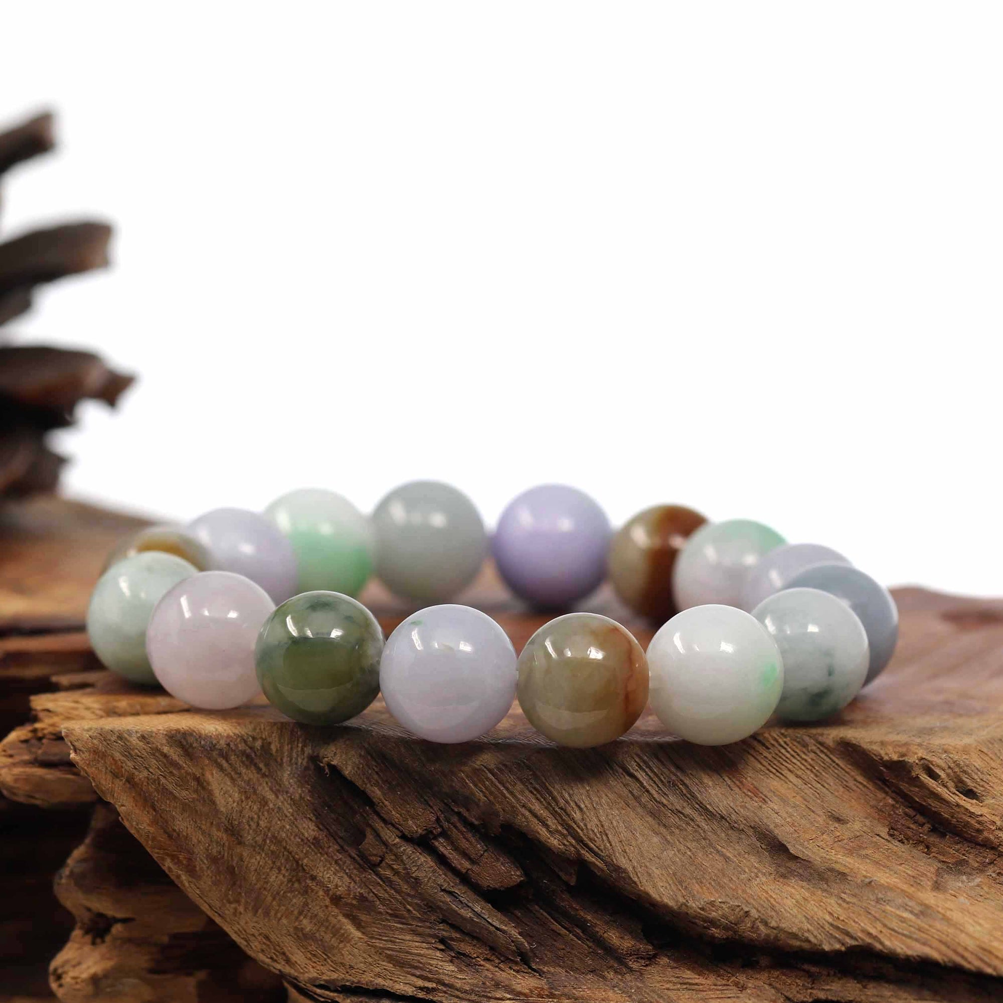 Baikalla Jewelry jade beads bracelet Natural Jadeite Jade 13mm Round Beads Bracelet ( 13 mm ) For Men