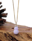 Baikalla Jewelry Jade Pendant Natural Lavender Jadeite Jade "Magic Bottle Gourd" Hulu Necklace With 14k Yellow Gold Diamond Bail